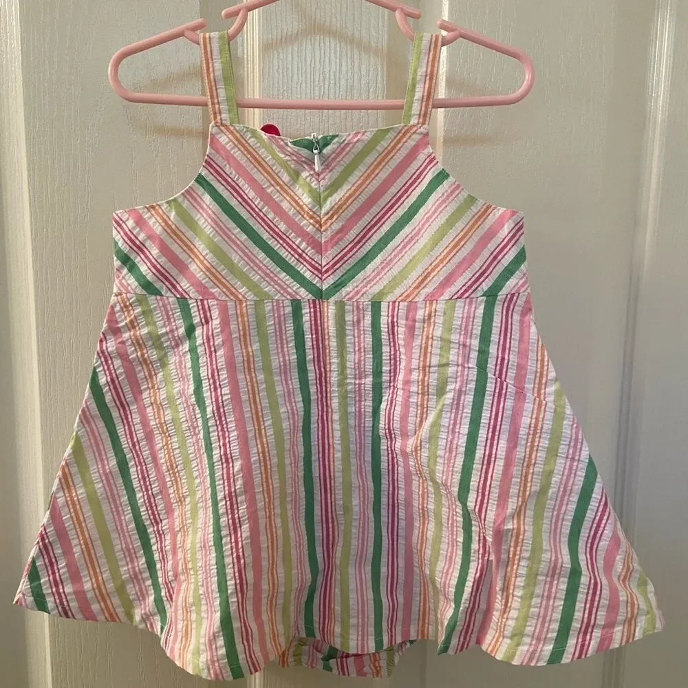 Gymboree Spring Fun Striped Seersucker Corsage Romper Size 3T NWT